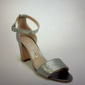 Authentic Manolo Blahnik silver lauratom sandals